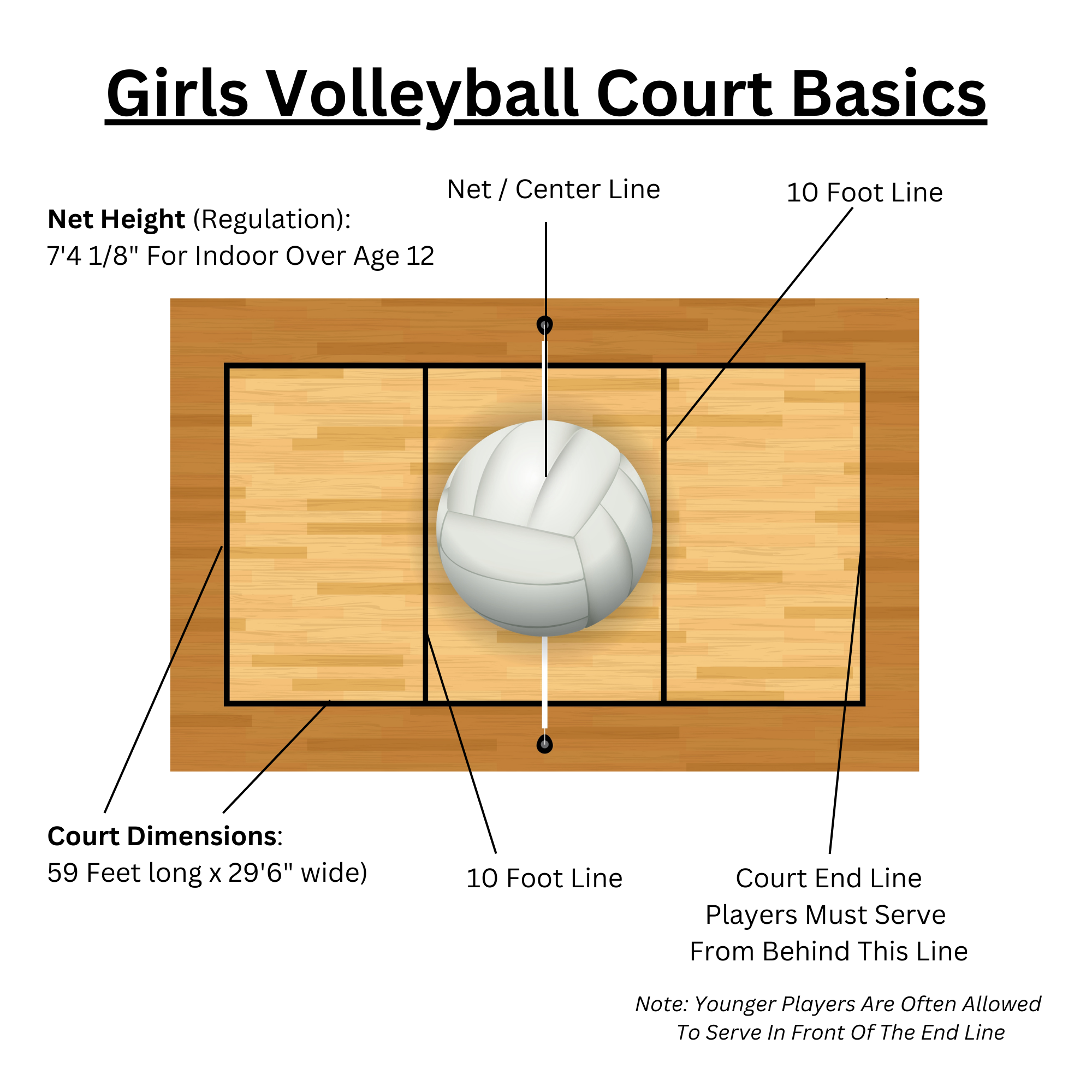Volleyball Court Basics Girls Net Height Dimensions For Indoor VB